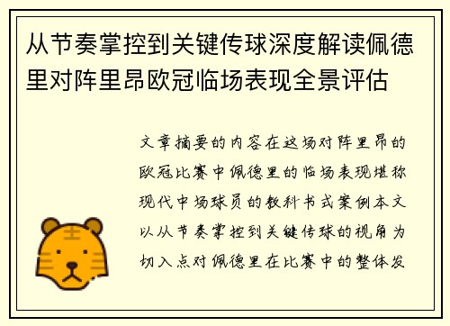 从节奏掌控到关键传球深度解读佩德里对阵里昂欧冠临场表现全景评估